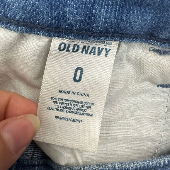 Old Navy The Sweetheart Denim Blue Jean Shorts Size 0 Cuffed Stretch Medium Wash - Picture 5 of 7